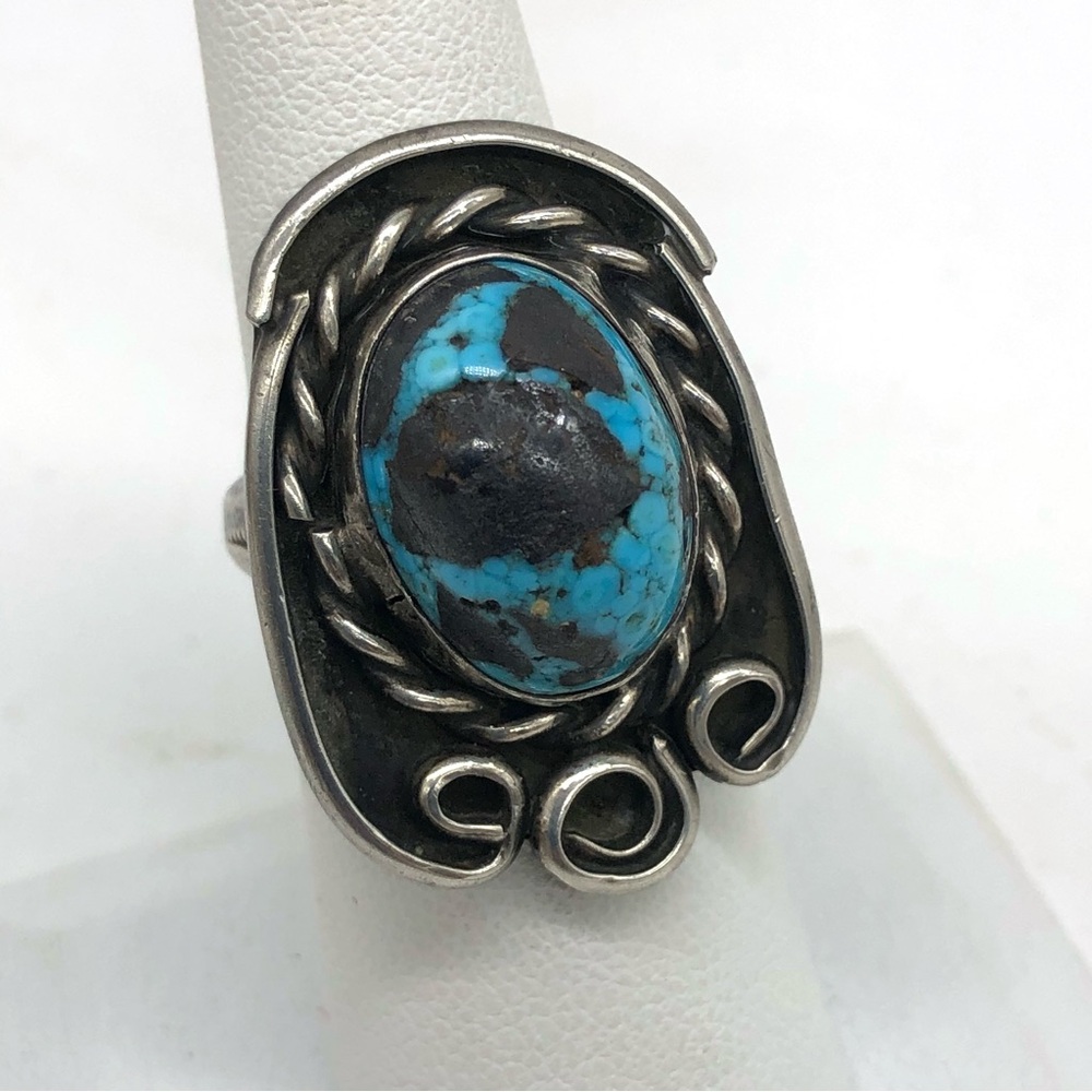 Vtg Large Blue Turquoise Ring 925 Sterling Silver Womens Sz 7 Native American - Picture 9 of 10